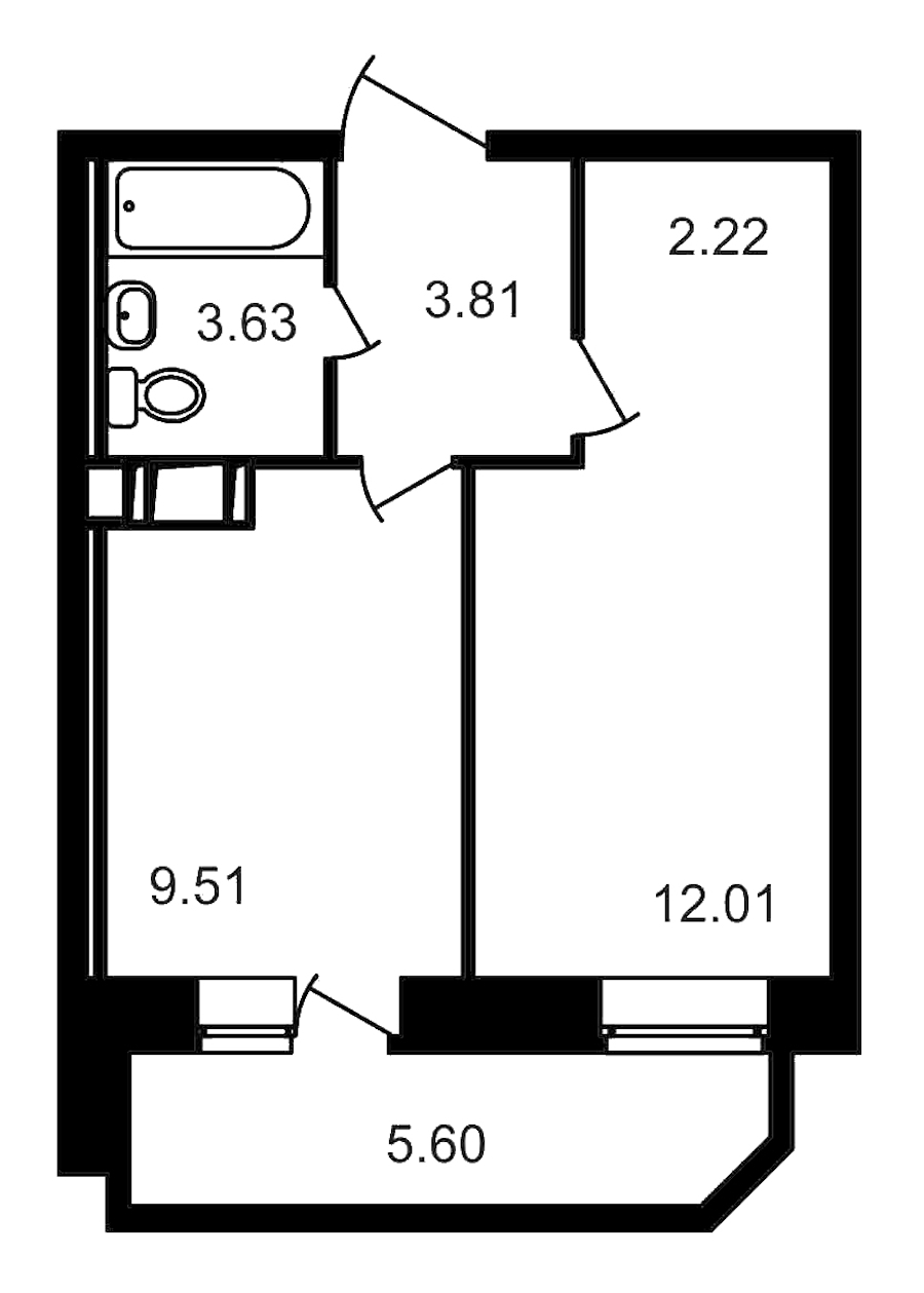 1-комнатная, 37 м² — ЖК ЖК Северный