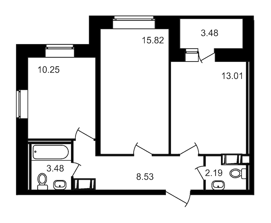 2-комнатная, 57 м² — ЖК ЖК Северный
