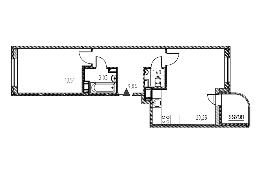 1-комнатная, 49 м² — ЖК ЖК Энфилд