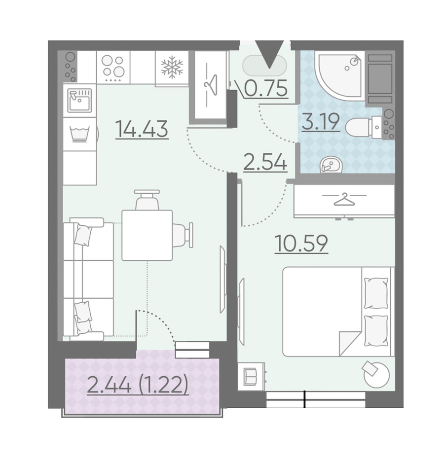 1-комнатная, 33 м² — ЖК ЖК Ручьи