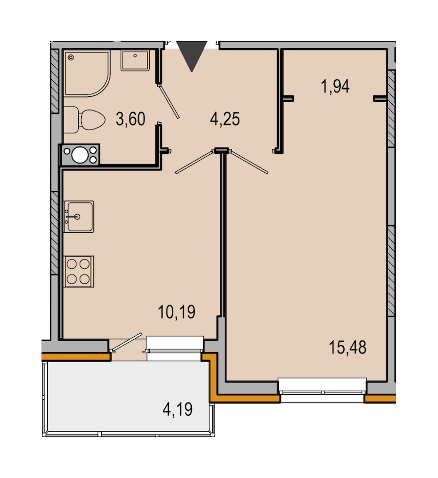 1-комнатная, 35 м² — ЖК ЖК ТАРМО