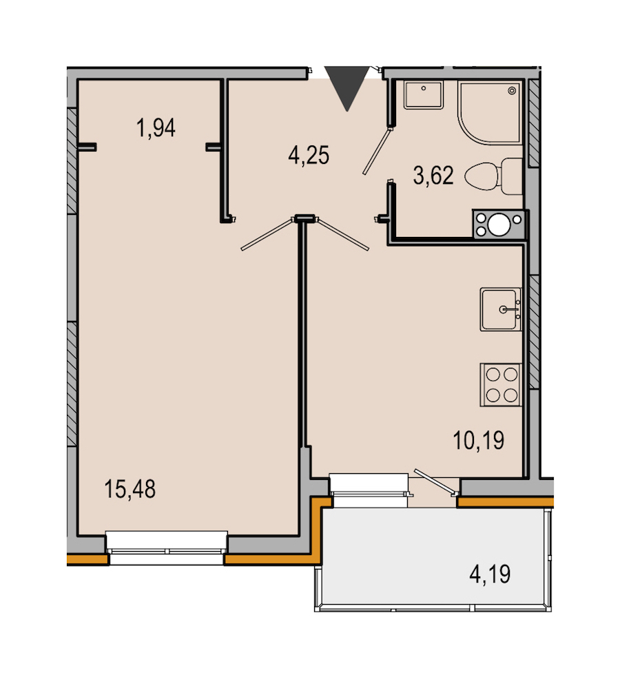 1-комнатная, 35 м² — ЖК ЖК ТАРМО