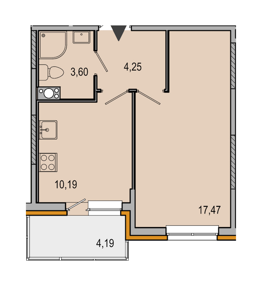 1-комнатная, 36 м² — ЖК ЖК ТАРМО