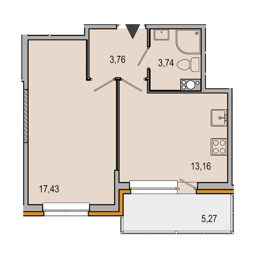1-комнатная, 38 м² — ЖК ЖК ТАРМО