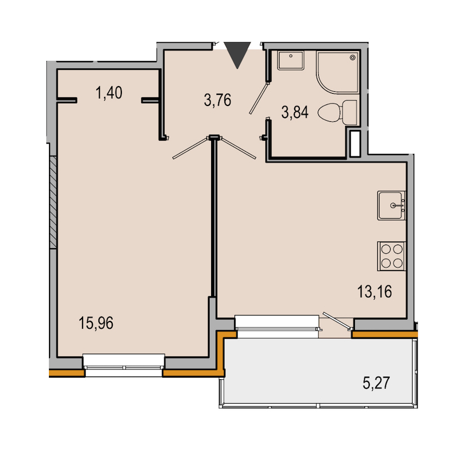 1-комнатная, 38 м² — ЖК ЖК ТАРМО