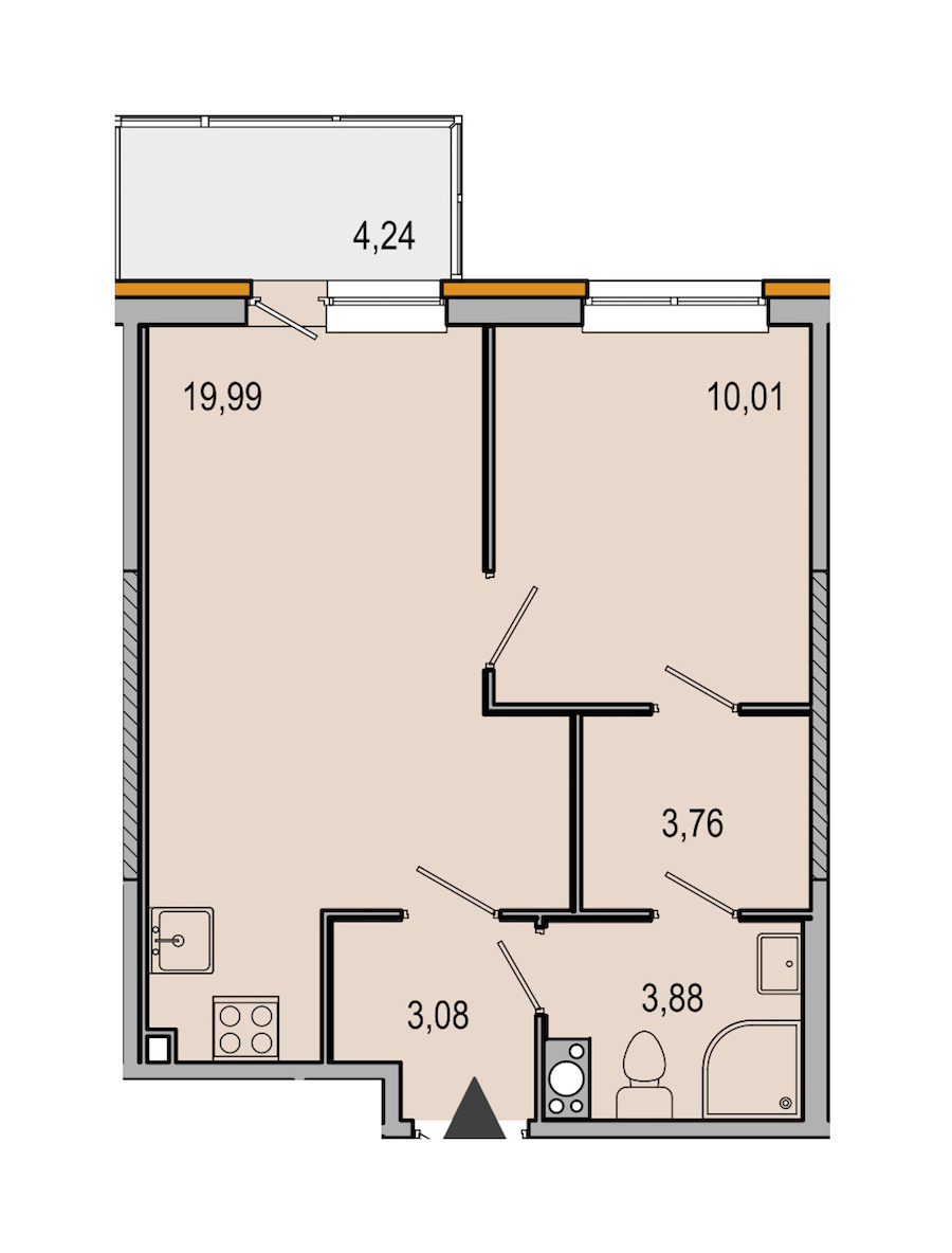 1-комнатная, 41 м² — ЖК ЖК ТАРМО