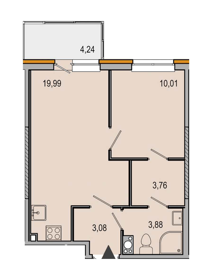 1-комнатная, 41 м² — ЖК ЖК ТАРМО