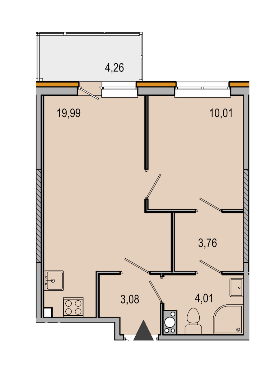 1-комнатная, 41 м² — ЖК ЖК ТАРМО