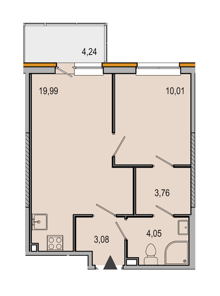 1-комнатная, 41 м² — ЖК ЖК ТАРМО