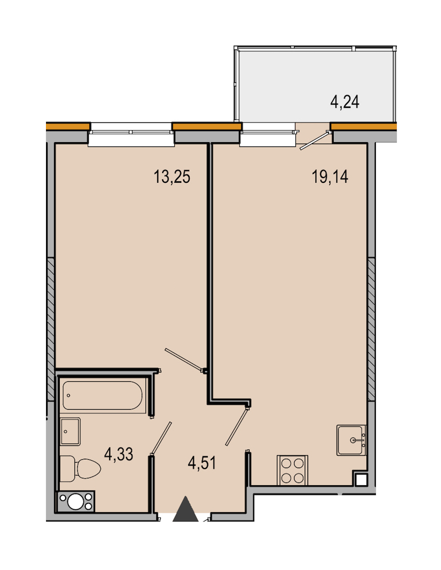 1-комнатная, 41 м² — ЖК ЖК ТАРМО