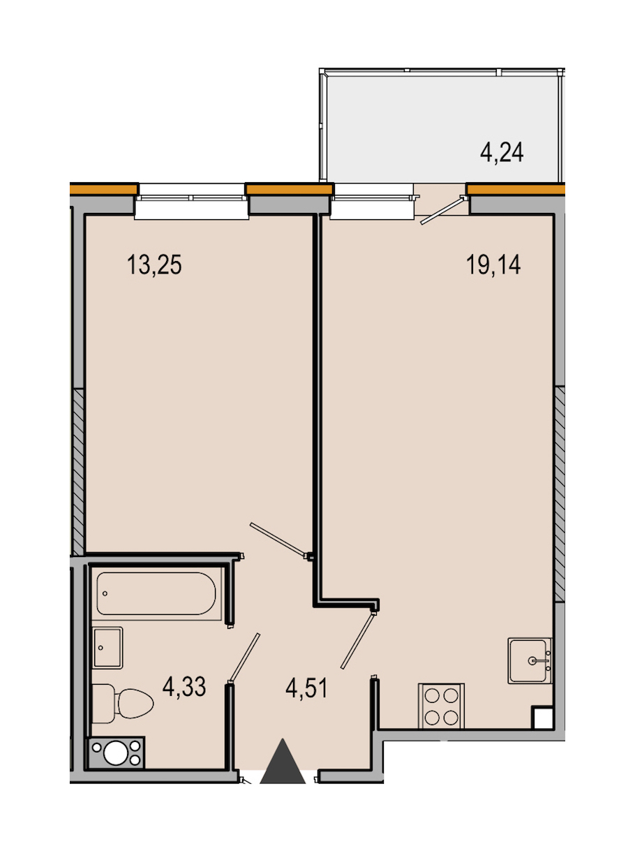 1-комнатная, 41 м² — ЖК ЖК ТАРМО