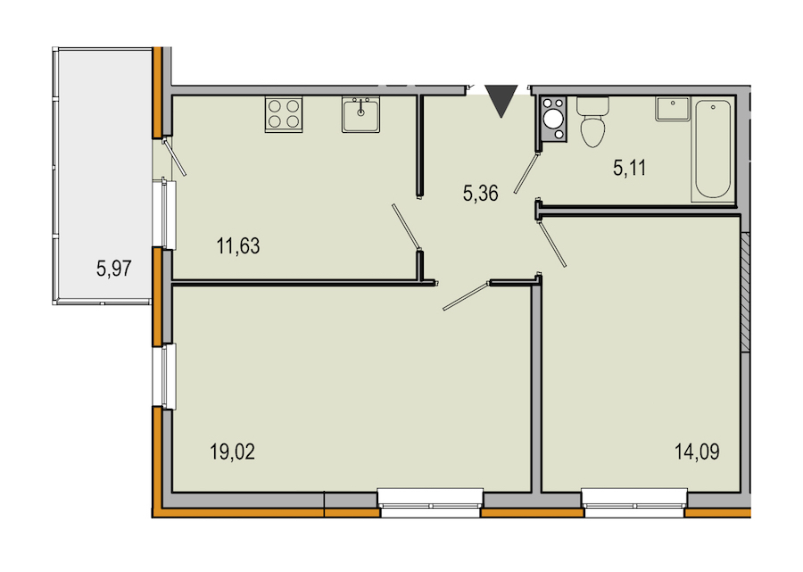 2-комнатная, 55 м² — ЖК ЖК ТАРМО