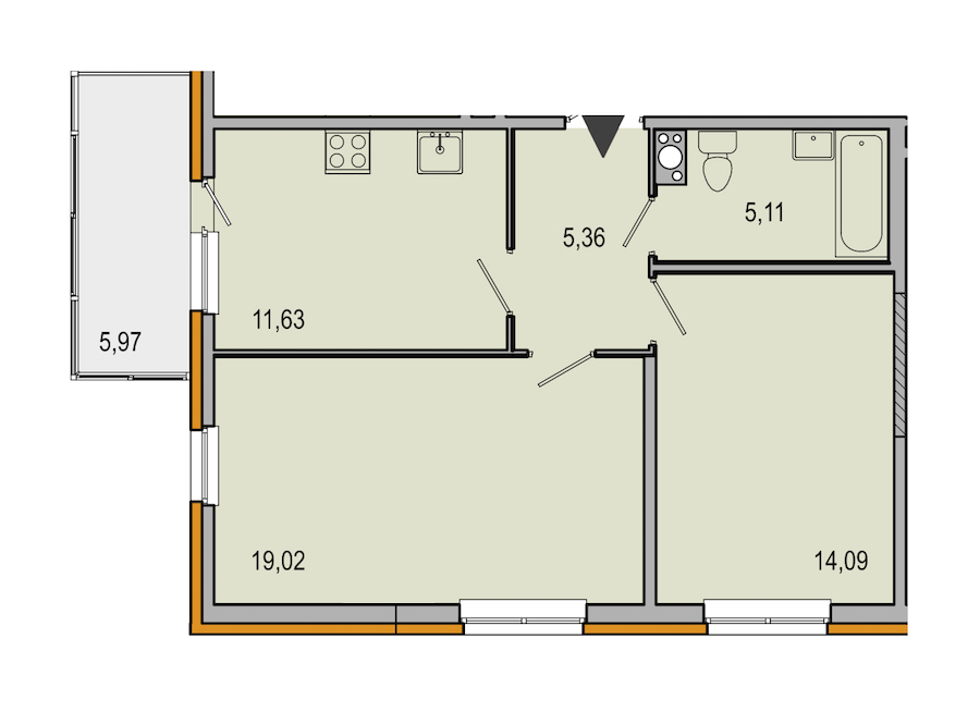 2-комнатная, 55 м² — ЖК ЖК ТАРМО