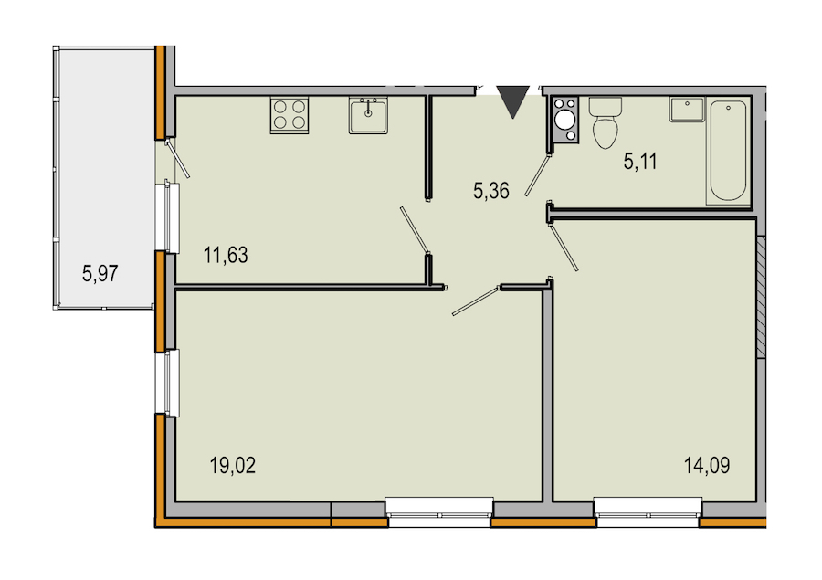 2-комнатная, 55 м² — ЖК ЖК ТАРМО