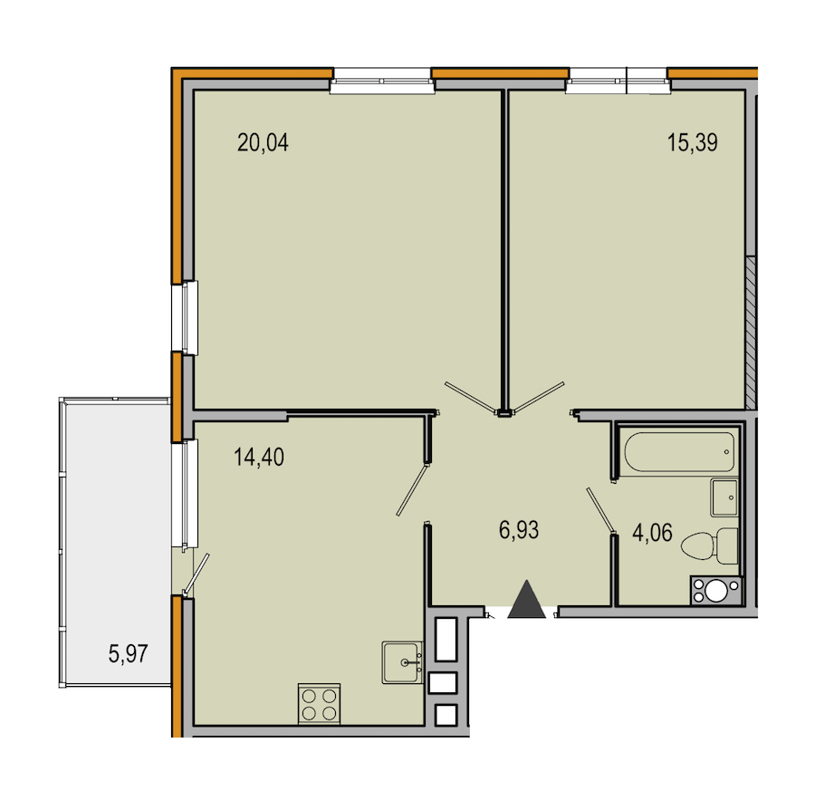 2-комнатная, 61 м² — ЖК ЖК ТАРМО