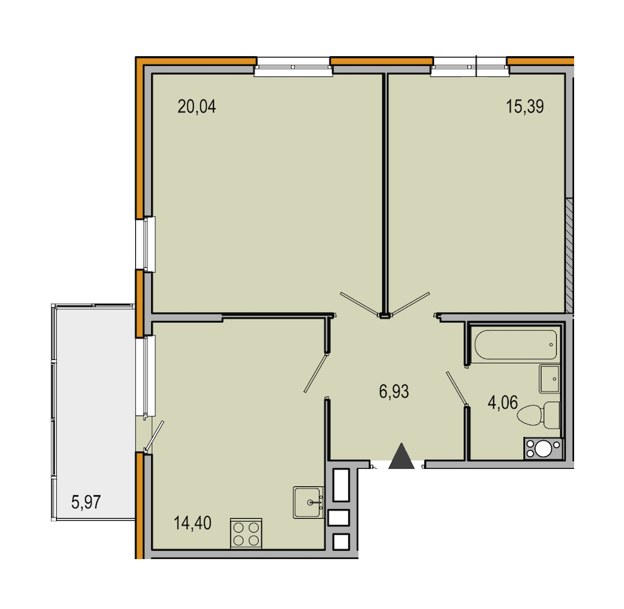 2-комнатная, 61 м² — ЖК ЖК ТАРМО