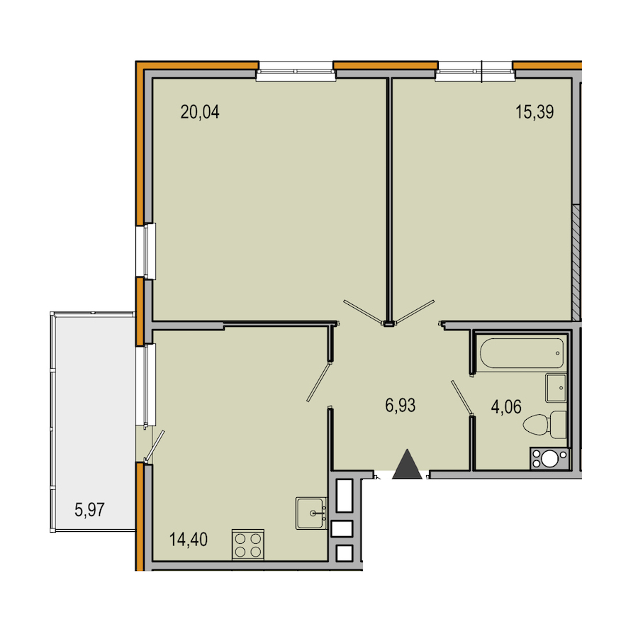 2-комнатная, 61 м² — ЖК ЖК ТАРМО