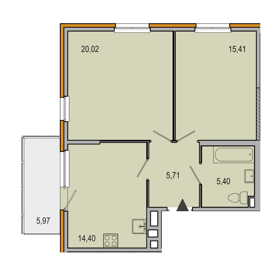 2-комнатная, 61 м² — ЖК ЖК ТАРМО