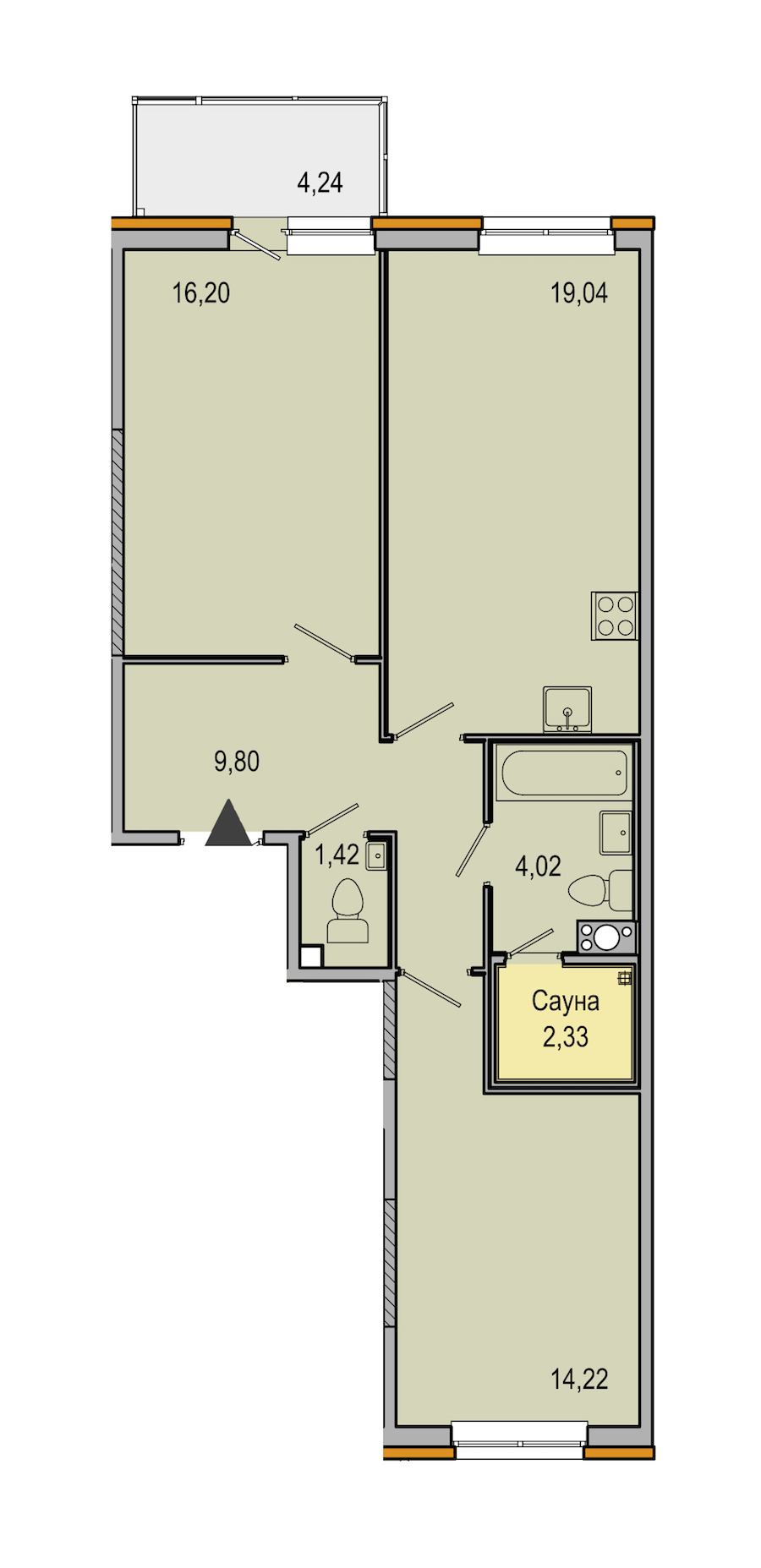2-комнатная, 67 м² — ЖК ЖК ТАРМО