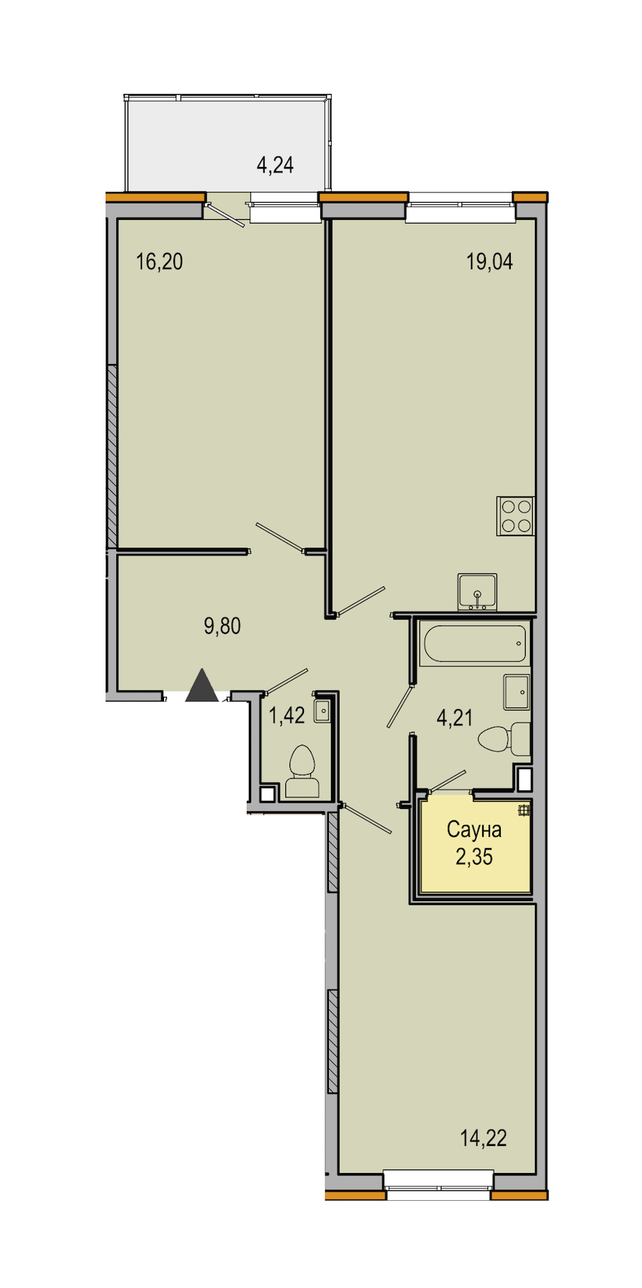 2-комнатная, 67 м² — ЖК ЖК ТАРМО