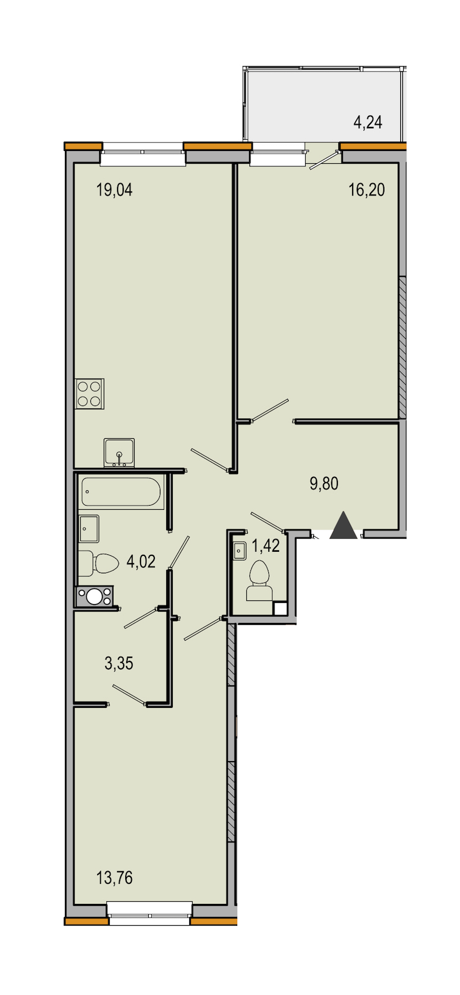2-комнатная, 68 м² — ЖК ЖК ТАРМО