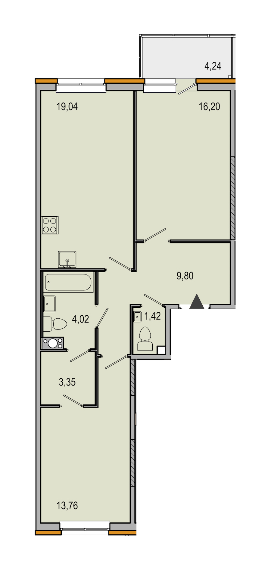 2-комнатная, 68 м² — ЖК ЖК ТАРМО