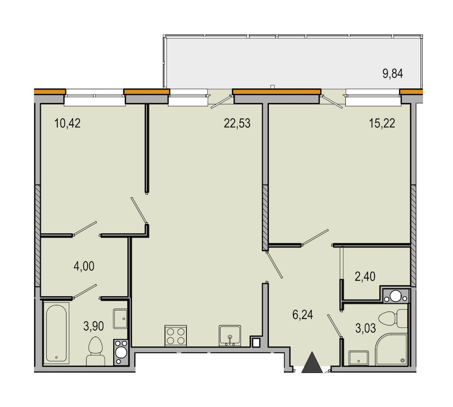 2-комнатная, 68 м² — ЖК ЖК ТАРМО
