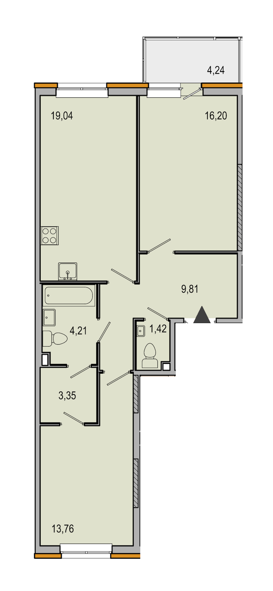 2-комнатная, 68 м² — ЖК ЖК ТАРМО
