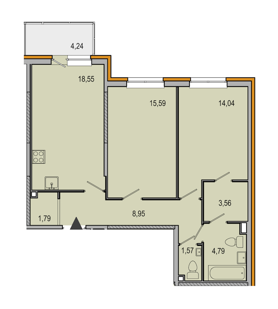2-комнатная, 69 м² — ЖК ЖК ТАРМО
