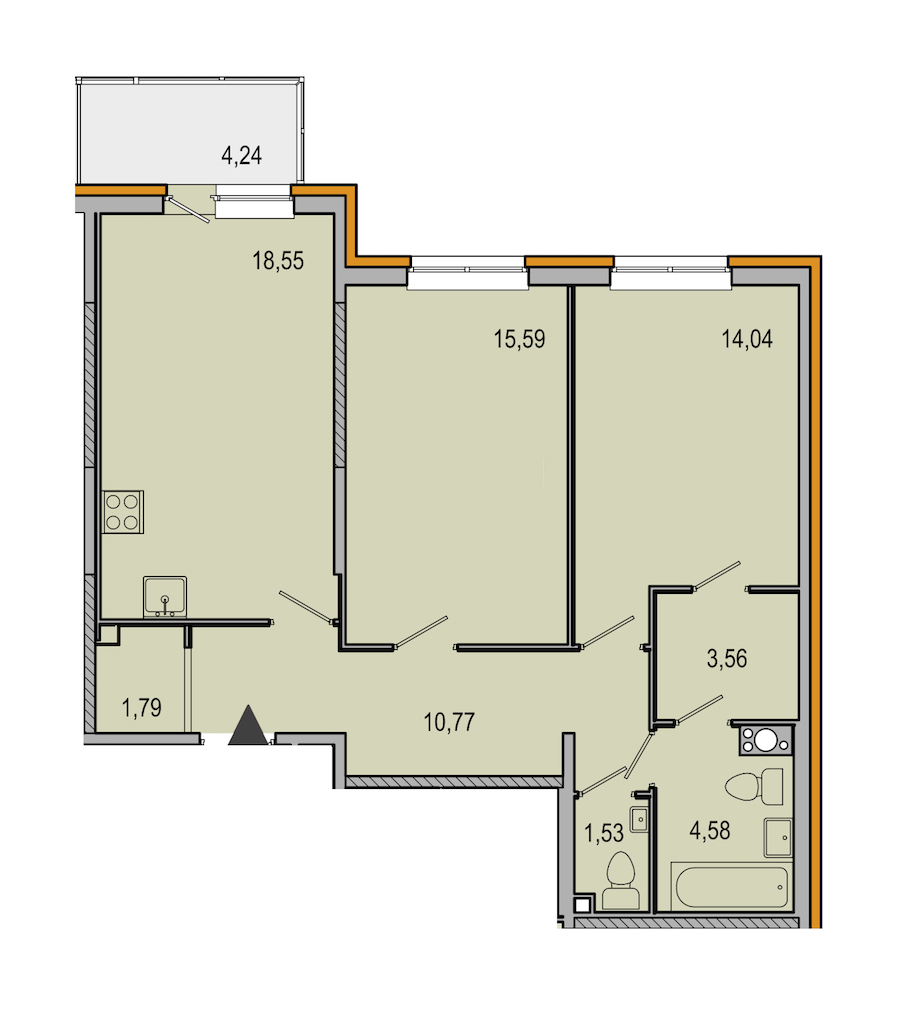 2-комнатная, 70 м² — ЖК ЖК ТАРМО
