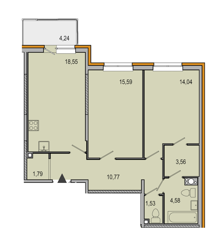 2-комнатная, 70 м² — ЖК ЖК ТАРМО