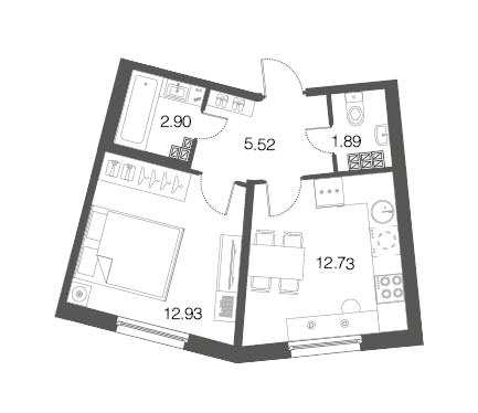 1-комнатная, 36 м² — ЖК ЖК ЭкоСити