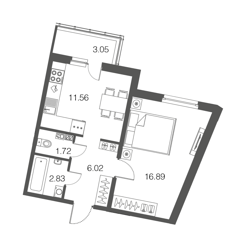 1-комнатная, 39 м² — ЖК ЖК ЭкоСити