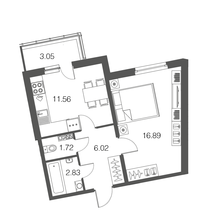 1-комнатная, 39 м² — ЖК ЖК ЭкоСити