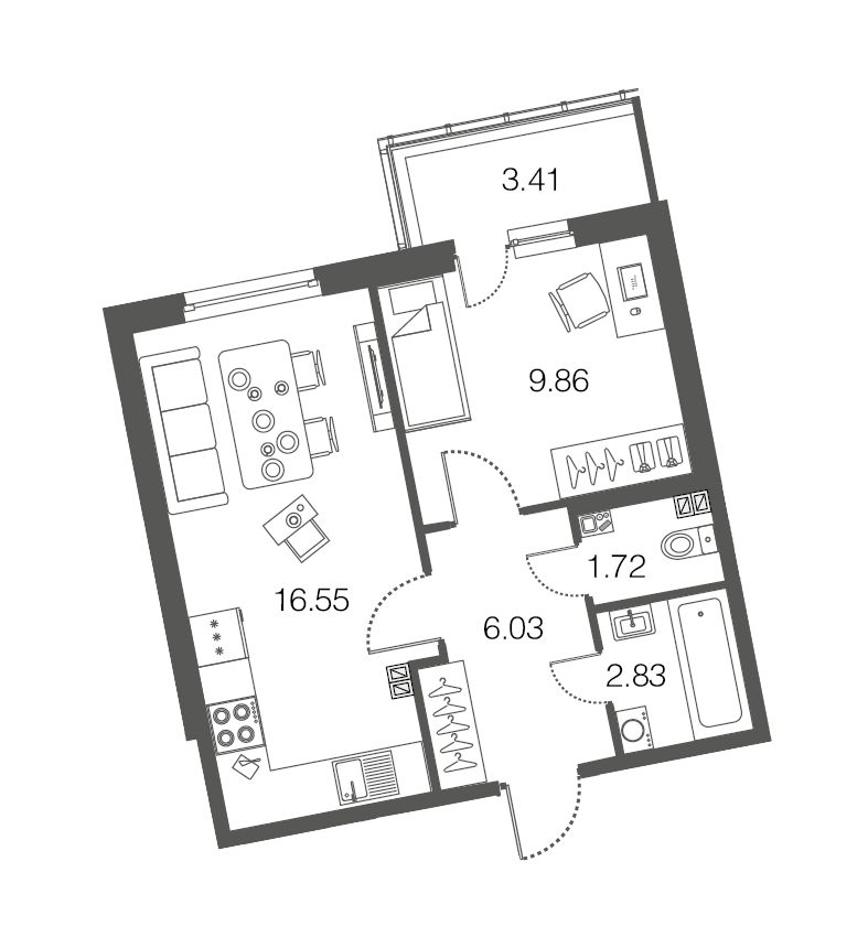 1-комнатная, 37 м² — ЖК ЖК ЭкоСити