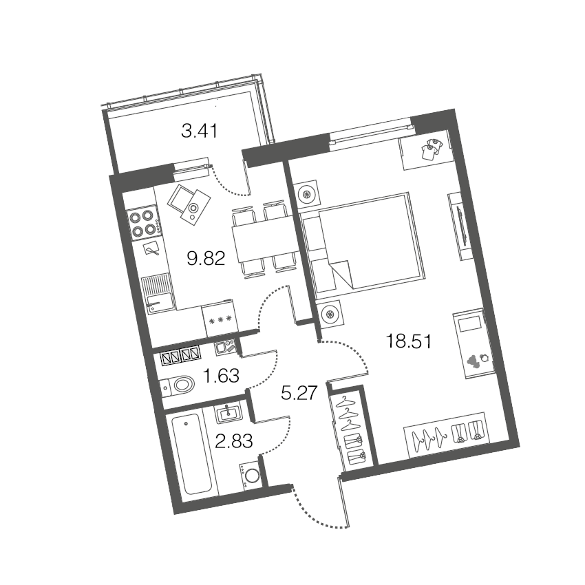 1-комнатная, 38 м² — ЖК ЖК ЭкоСити