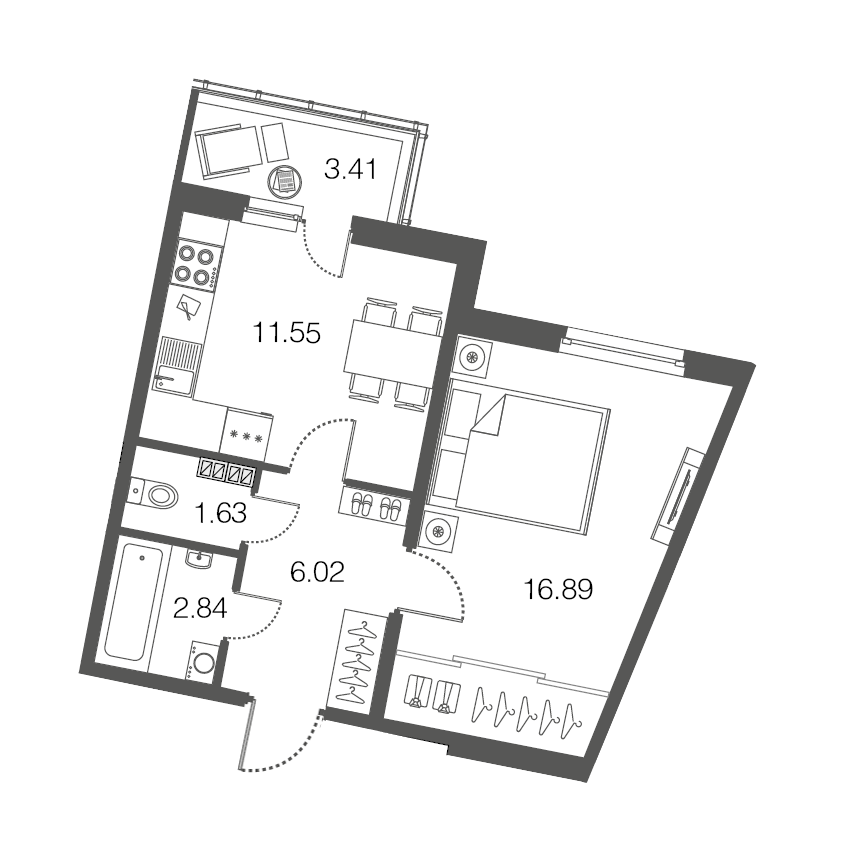 1-комнатная, 39 м² — ЖК ЖК ЭкоСити