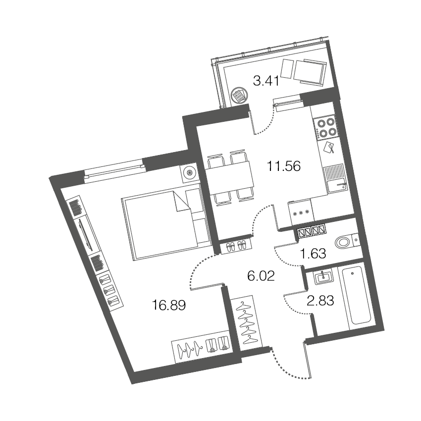 1-комнатная, 39 м² — ЖК ЖК ЭкоСити