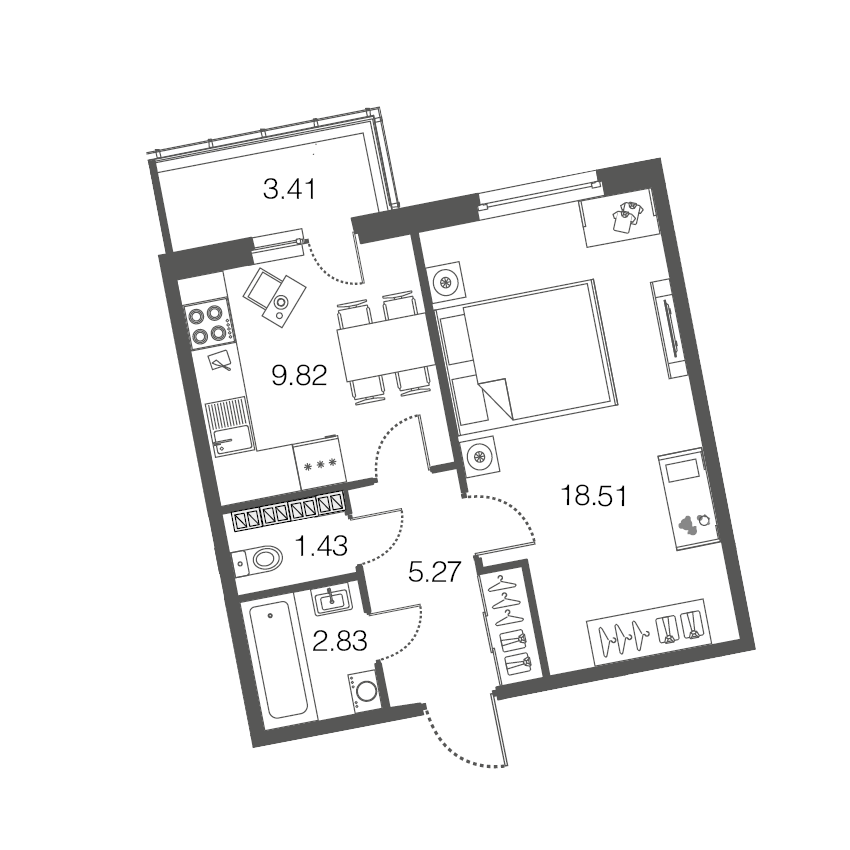 1-комнатная, 38 м² — ЖК ЖК ЭкоСити