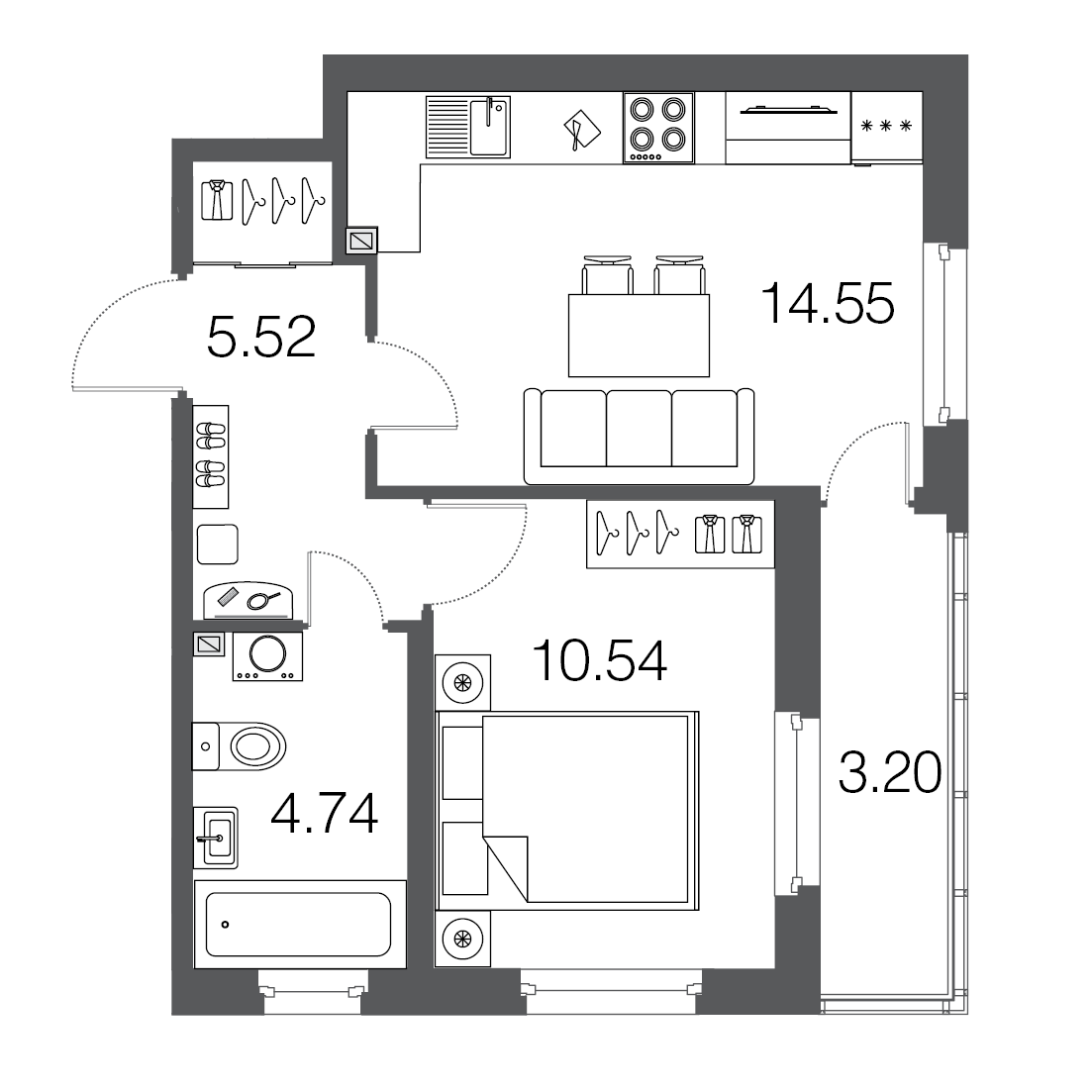 1-комнатная, 35 м² — ЖК ЖК ЭкоСити