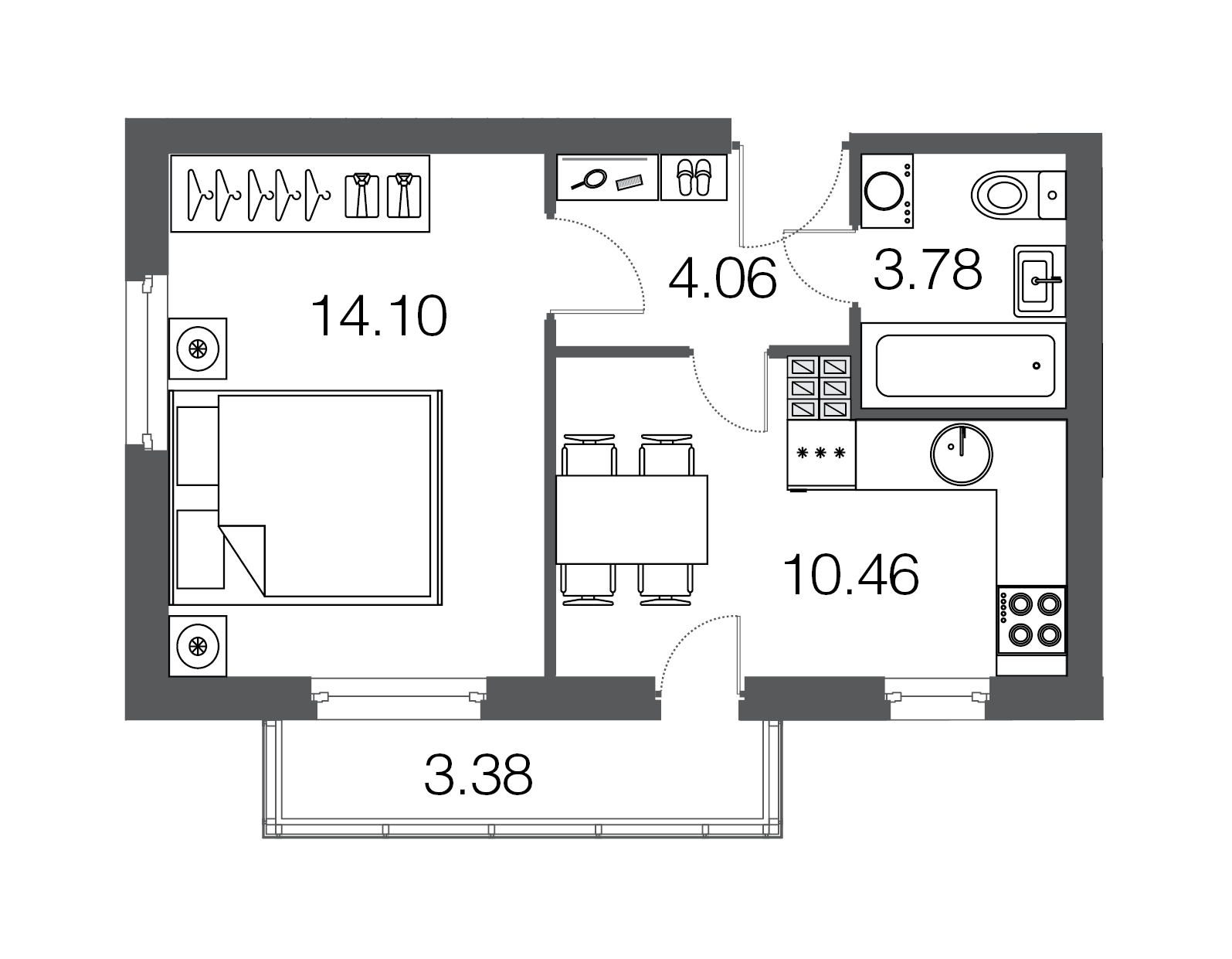1-комнатная, 32 м² — ЖК ЖК ЭкоСити