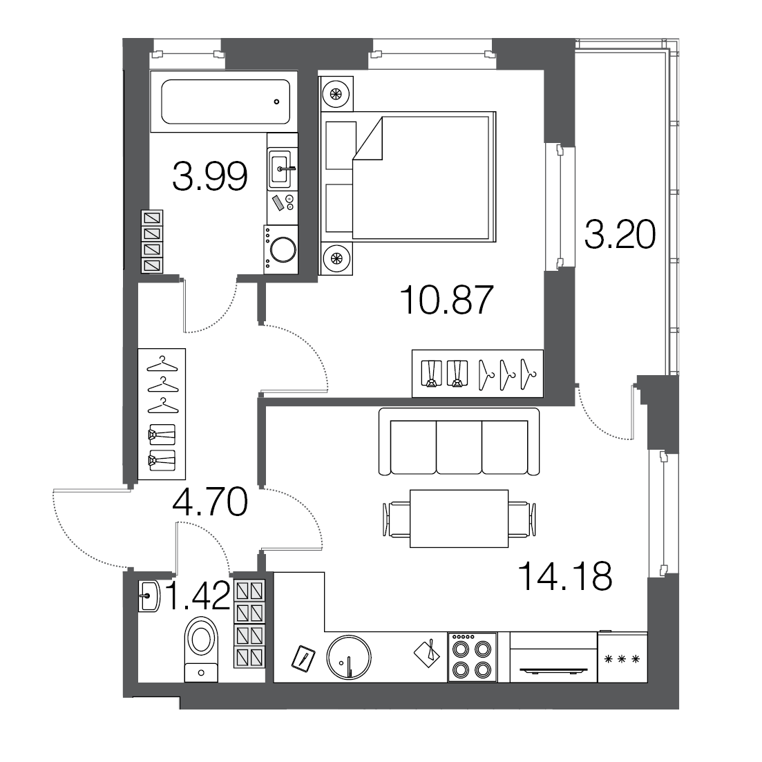 1-комнатная, 35 м² — ЖК ЖК ЭкоСити