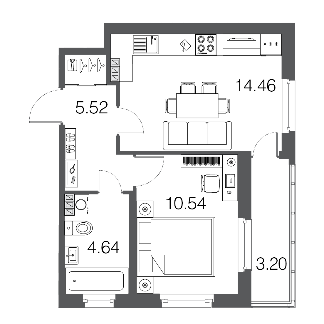 1-комнатная, 35 м² — ЖК ЖК ЭкоСити