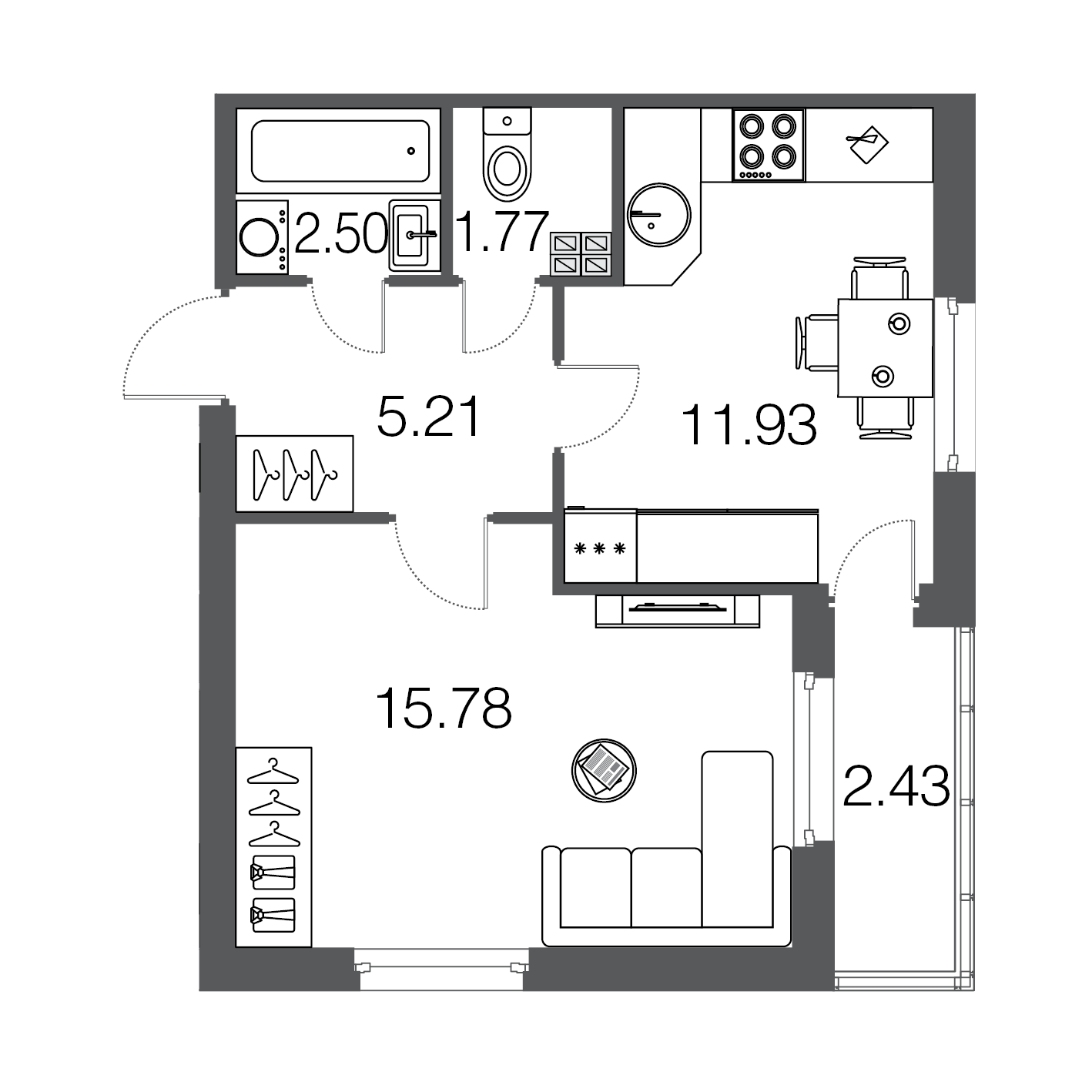 1-комнатная, 37 м² — ЖК ЖК ЭкоСити