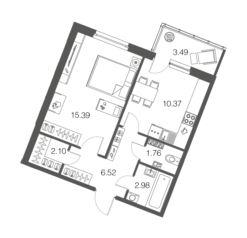1-комнатная, 39 м² — ЖК ЖК ЭкоСити