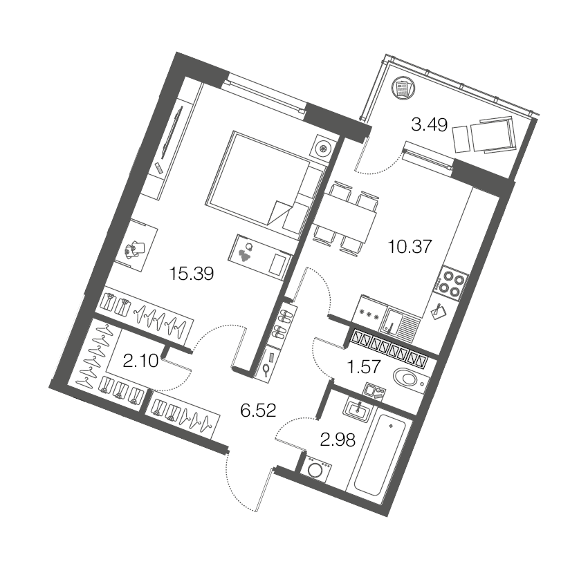 1-комнатная, 39 м² — ЖК ЖК ЭкоСити