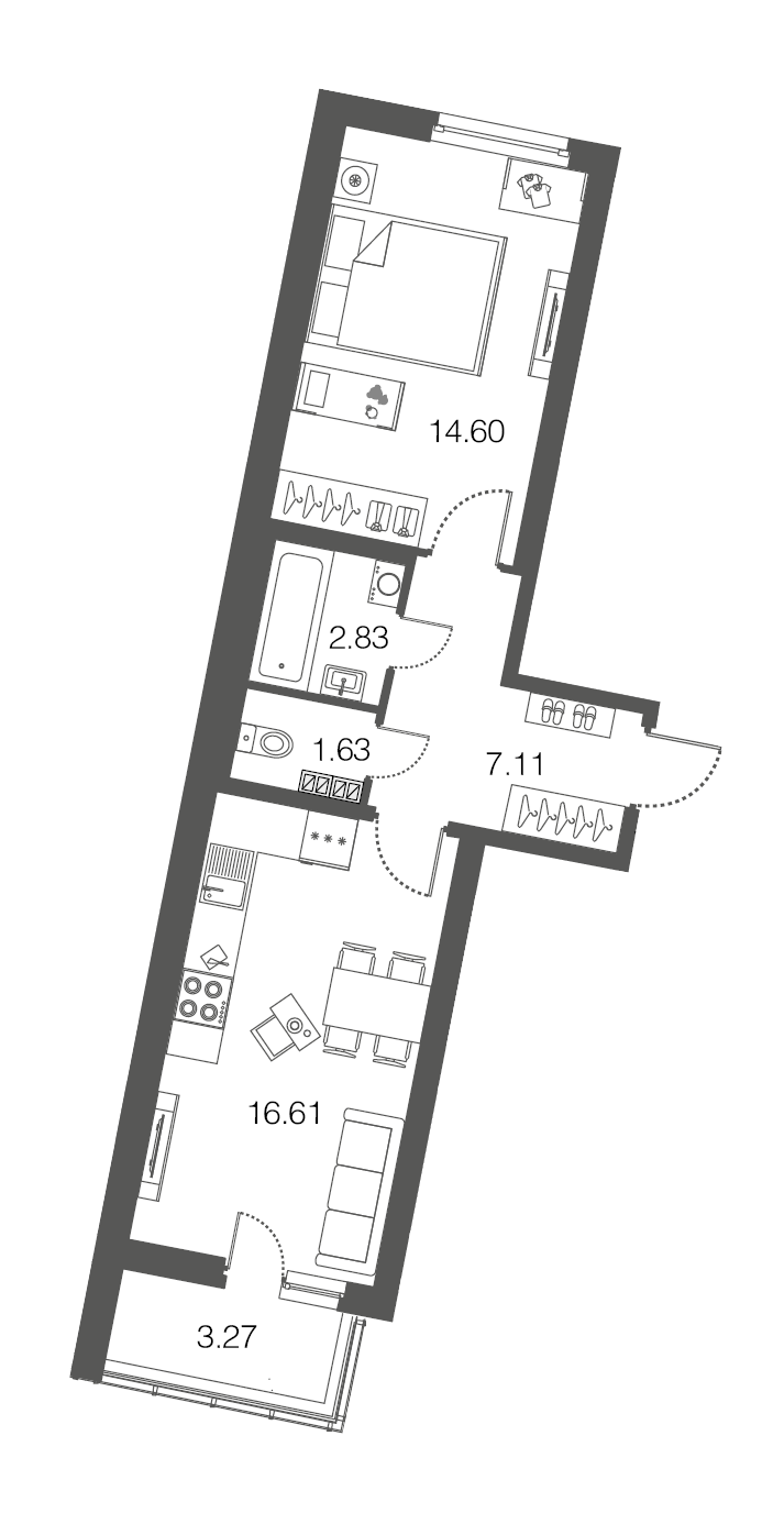 1-комнатная, 43 м² — ЖК ЖК ЭкоСити