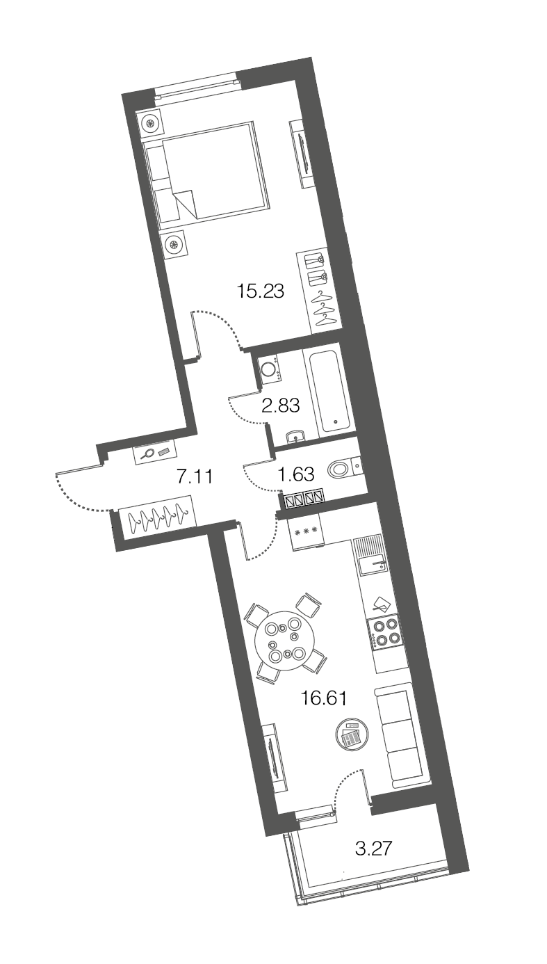 1-комнатная, 43 м² — ЖК ЖК ЭкоСити