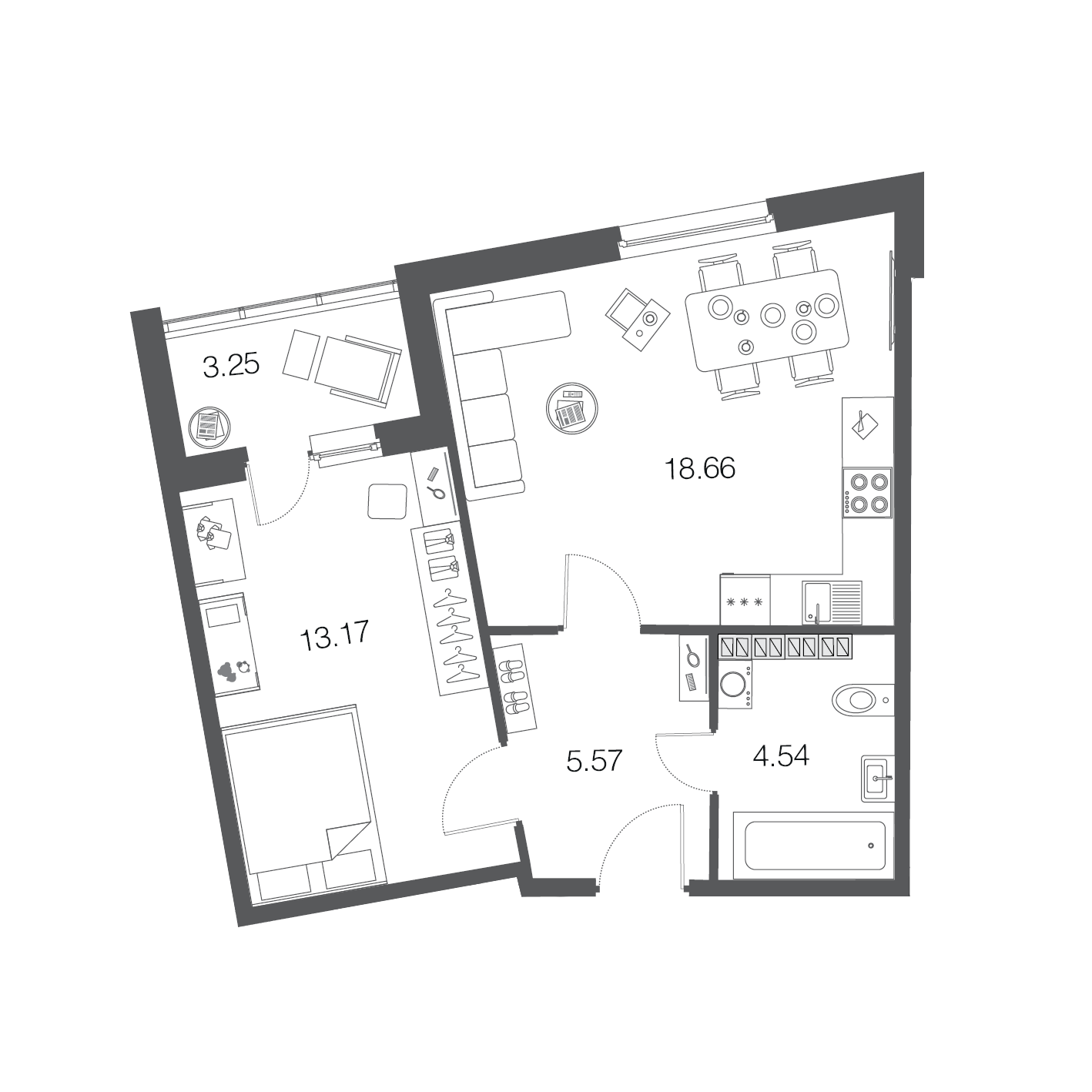 1-комнатная, 42 м² — ЖК ЖК ЭкоСити