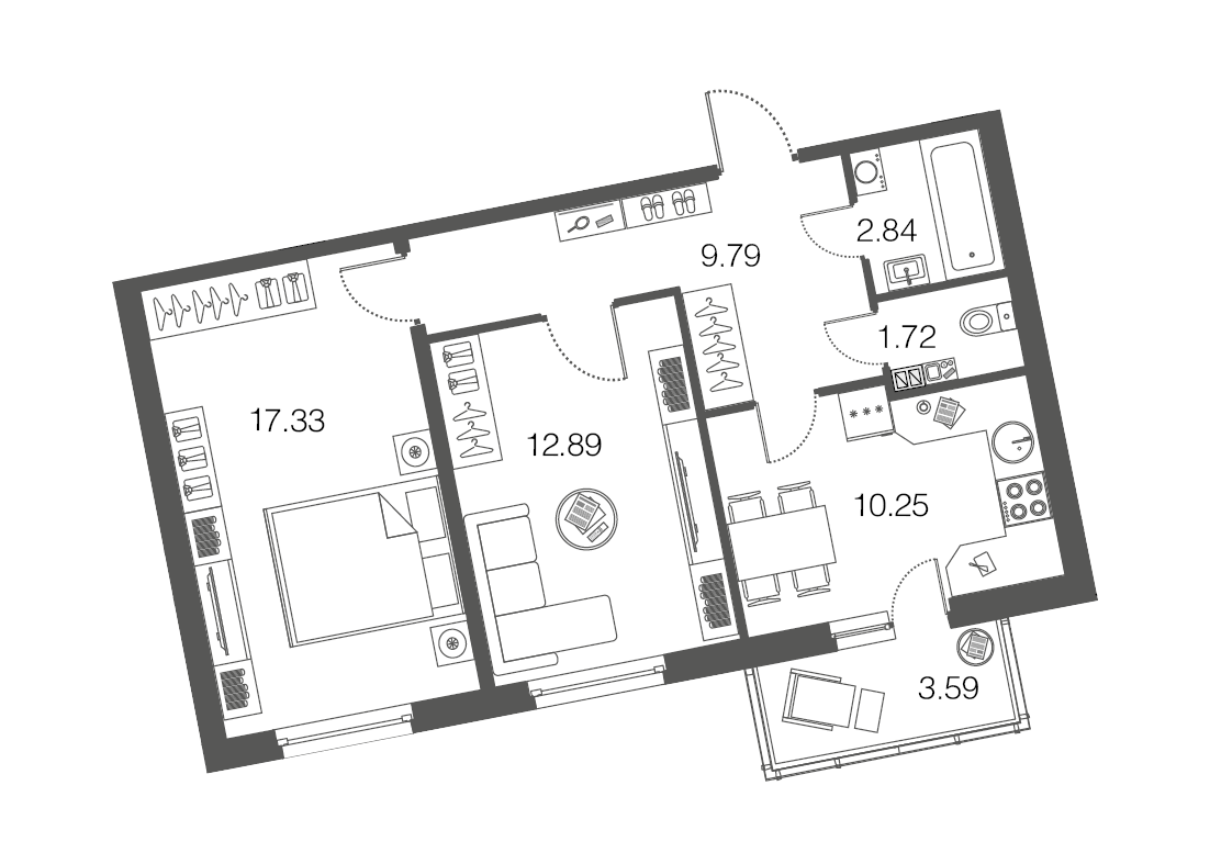 2-комнатная, 55 м² — ЖК ЖК ЭкоСити